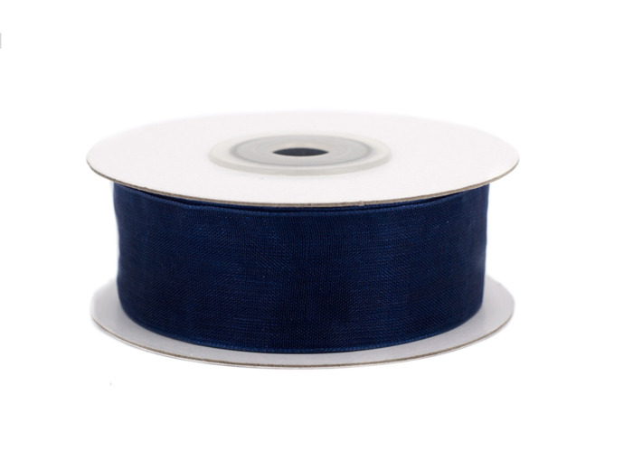 Ruban organza 25 mm de large bobine de 25 metres de long bleu marine