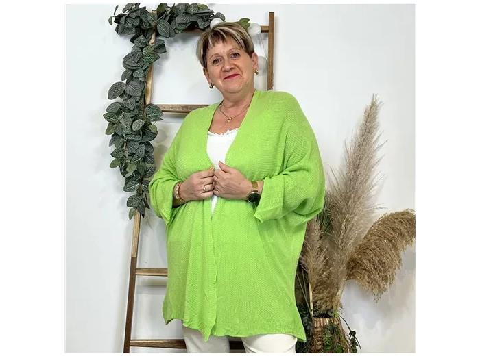 K857- Gilet Maille Nid d abeille (Gt) (vert anis)