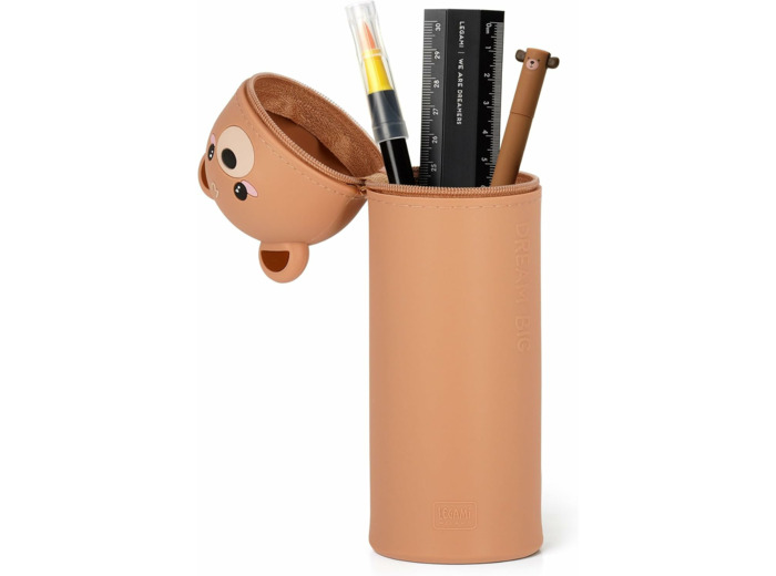 Legami - Kawaii Étui École 2 en 1 en Silicone Souple, Porte-stylos de Table, Fermeture à Glissière, Stylos Crayons Feutres TEDDY