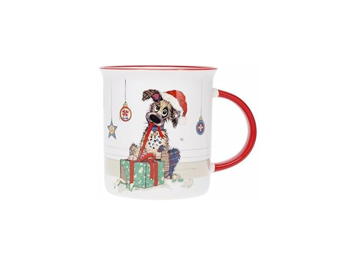 KIUB Mug NOEL avec des animaux - motif chien gentil fetant NOEL- matière porcelaine fine - contenance 320ML
