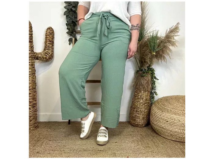 L788- Pantalon flou large (T42/44-T54/56) (vert céladon)