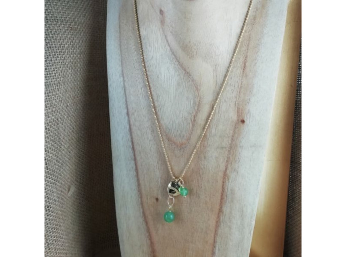 Collier Plaqué Or Aventurine verte