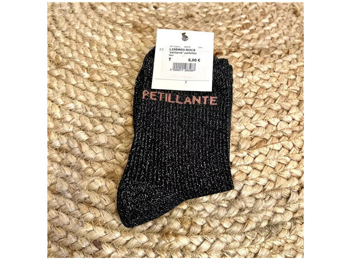 V316- Chaussettes paillettes "Pétillante" (noir)