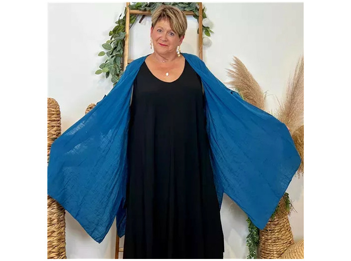 Z145- Veste Coton Lin (Gt) 🇮🇹 (bleu canard)