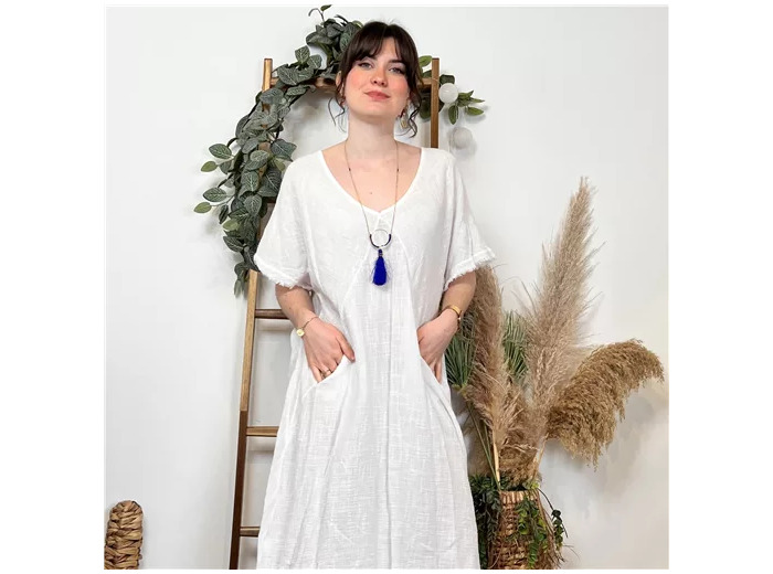 K340- Robe coton délavé (Tu) 🇮🇹 (blanc)