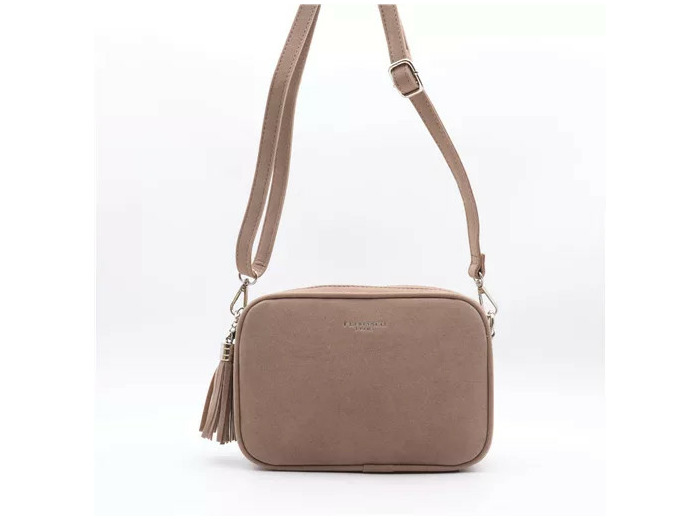 P397- Sac Zippé Pompon aspect Daim Flora & Co (taupe)