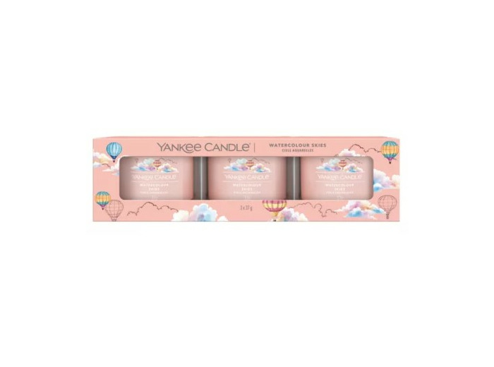 LOT DE 3 VOTIVES EN VERRE - CIELS AQUARELLES
