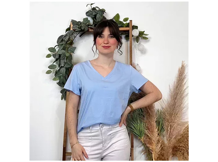 K453- T-shirt Uni (T36-T40) (bleu ciel)