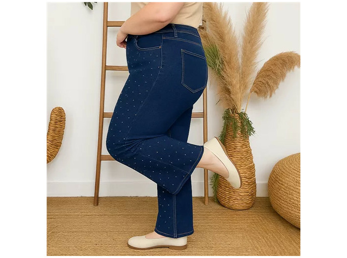 M968- Jean Wide Leg "Strass" Voggo (T42-T50) (denim)
