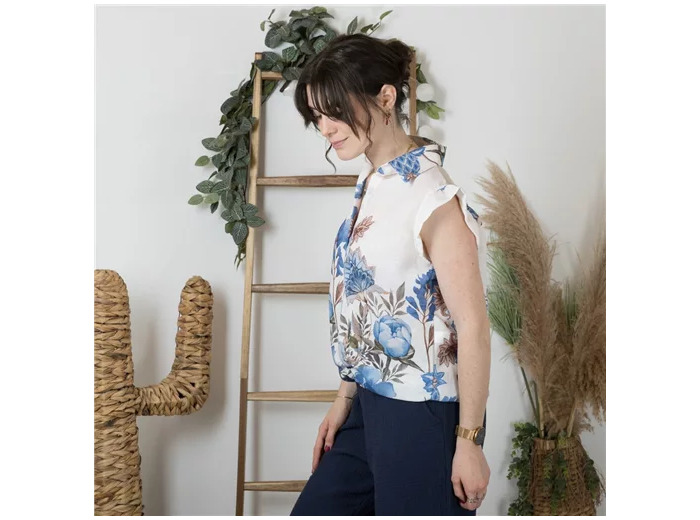 K205- Blouse Fleurie (Tu) 🇮🇹 (marine)