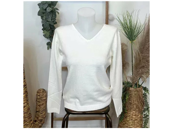 Y249-Tricotonic Col V les T38 & 42 (ecru)