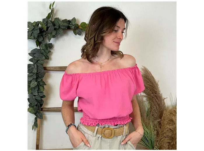 L170- Croptop uni (Tu) (fuchsia)