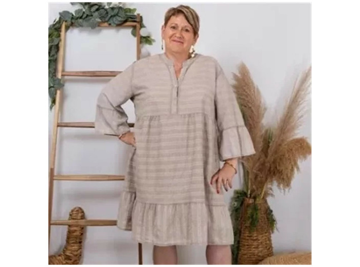 Z319- Robe coton délavé C'Mélodie (taupe)