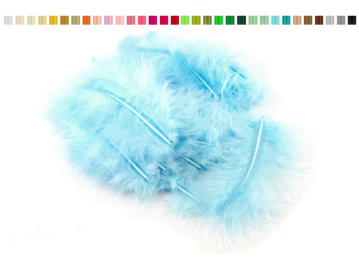 Plumes marabout moelleuse d'environ 10 cm x20 bleu ciel 311