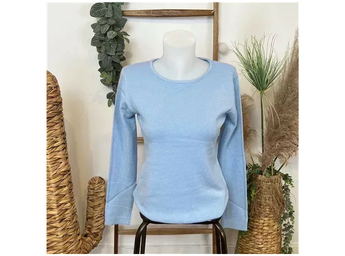Y252- Pull Laine Cachemire "Tricotonic" (les T38&42) (bleu ciel)