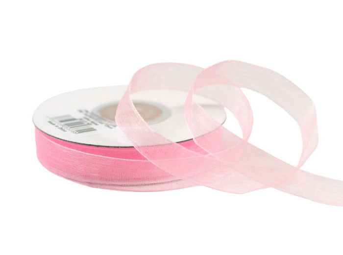 Ruban organza 12 mm de large bobine de 25 metres de long rose clair ref 150