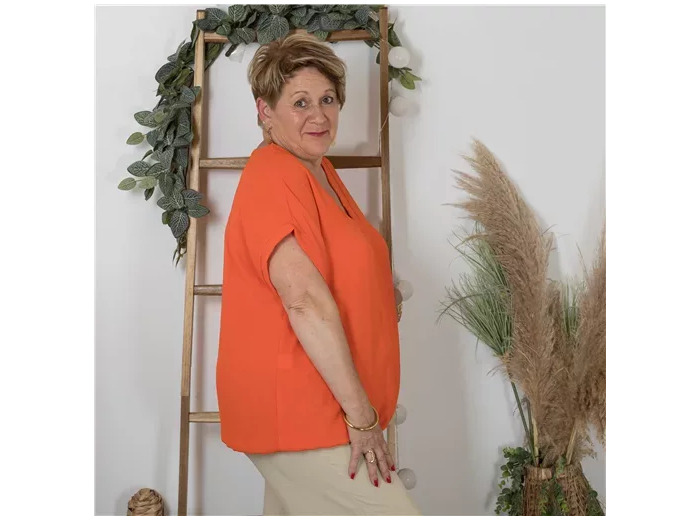 K189- Blouse boule unie (Tu) 🇮🇹 (orange)