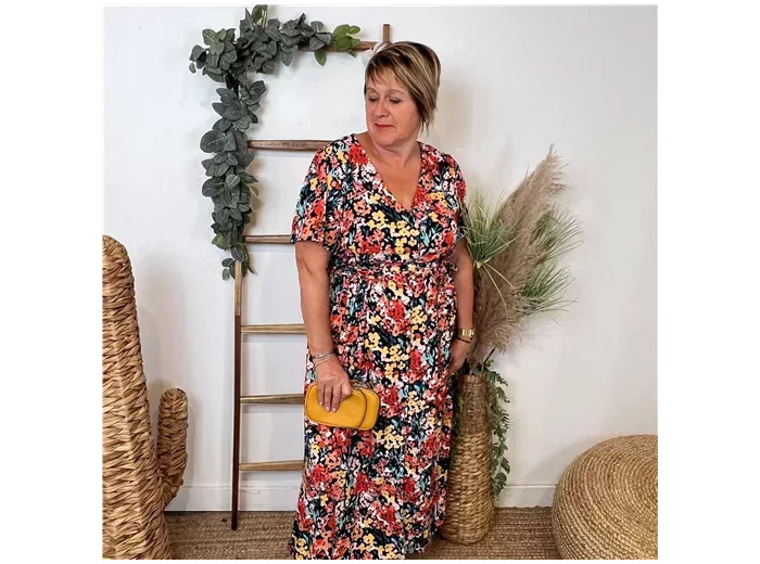 M375- Robe By-One fleurie (T36-T48) (noir)