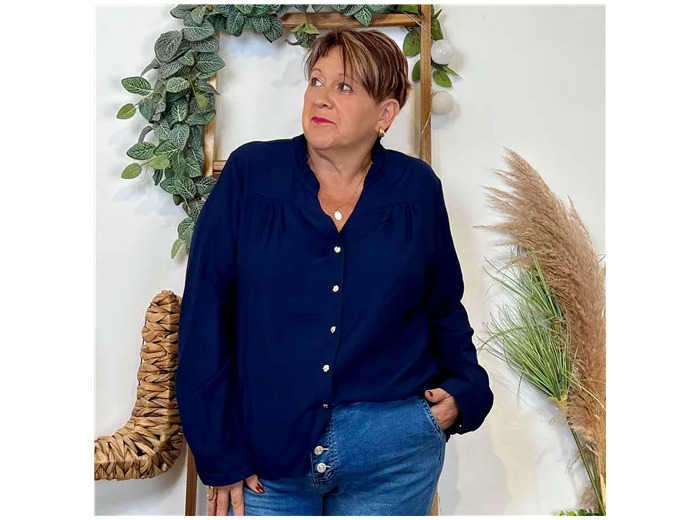 K063- Blouse Unie "Z-One" (T40-T48) (marine)
