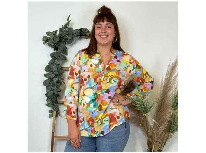 Z759- Blouse Christy "Peinture" (T44-T52) (orange)