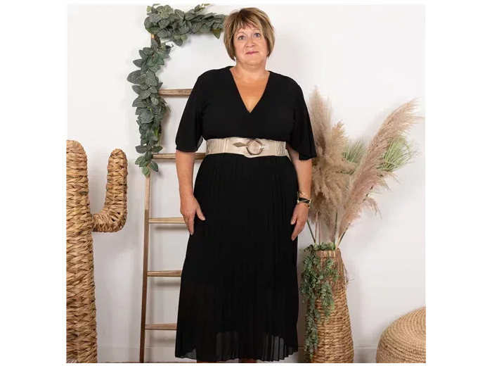 K461- Robe Plissée "Jolies Formes" (Gt) (noir)
