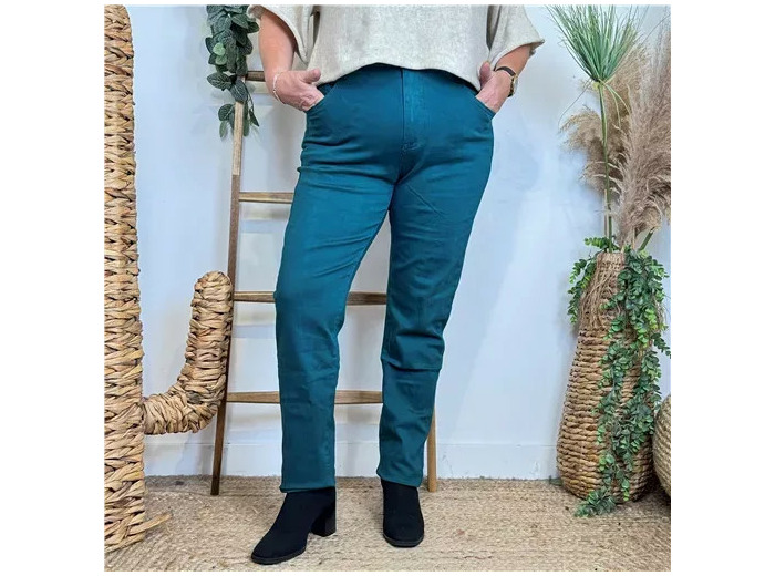 P164- Jean Slim Voggo T42-T50 (bleu pétrole)