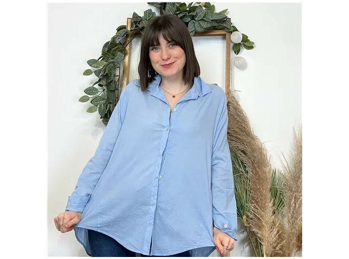 K503- Chemise fluide coton (Tu) 🇮🇹 (bleu indigo)