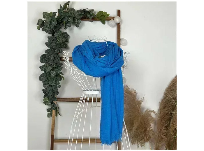 Y510– Foulard uni froissé (bleu indigo)