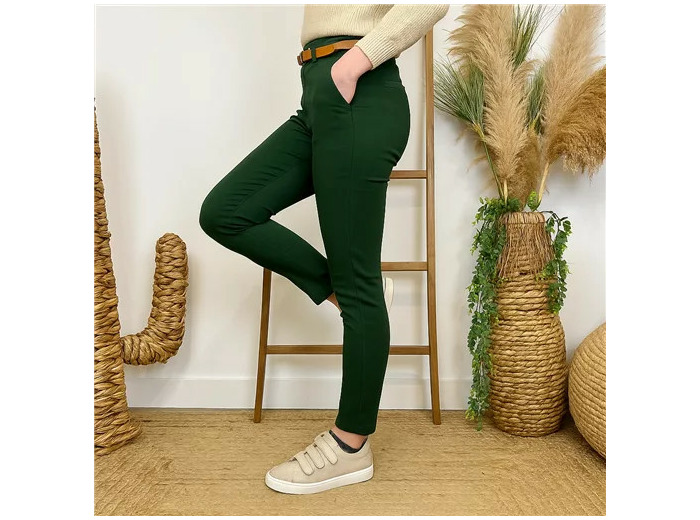 L799- Pantalon Stretch (T36-T46) 🇮🇹 (vert sapin)