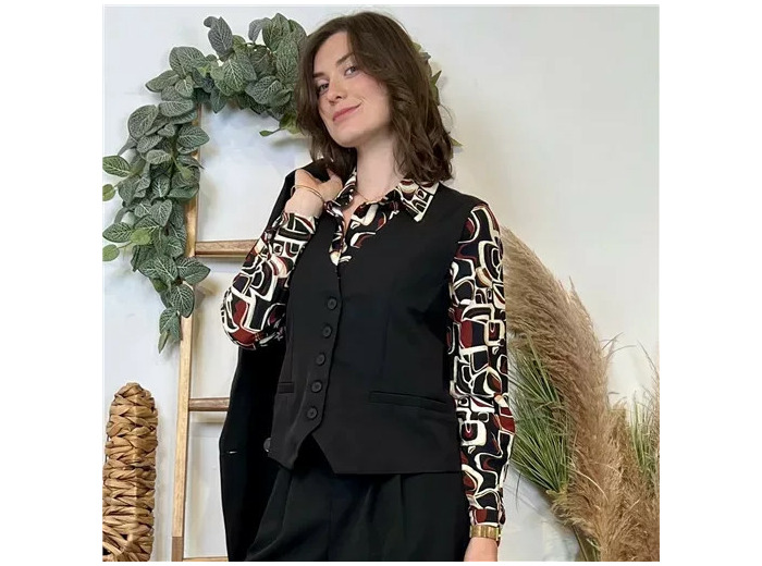 K086- Gilet de costume court "So Sweet" (T36-T40) (noir)
