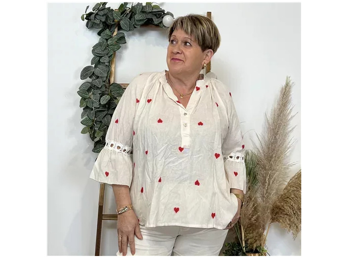 K381- Blouse coton ❤️ (Gt) 🇮🇹 (ecru)