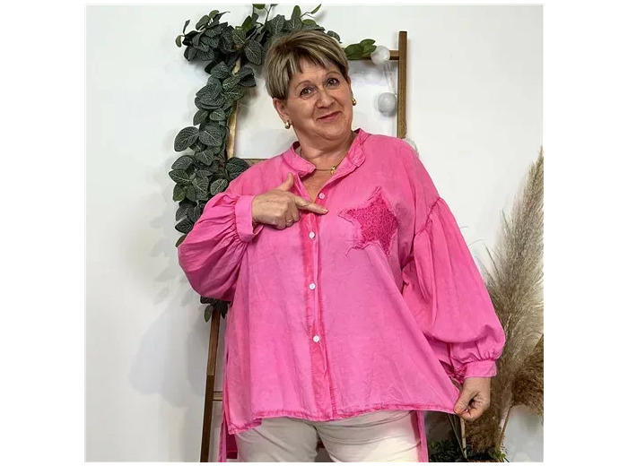 Z333- Chemise Loose étoilée ⭐ (Gt) (fuchsia)