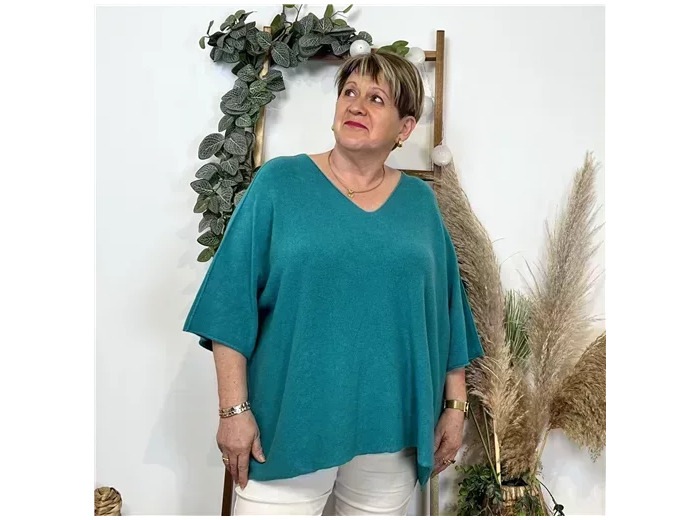 K361- Pull loose Crop-Top (Gt) 🇮🇹 (vert émeraude)