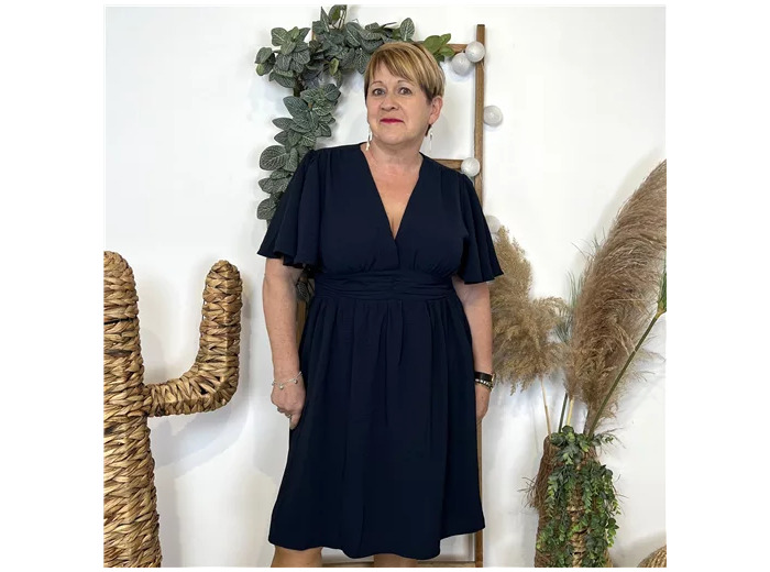 L642- Robe voilage Maëlle (T40 T48) (marine)