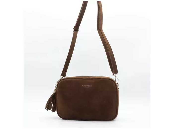 P397- Sac Zippé Pompon aspect Daim Flora & Co (marron)