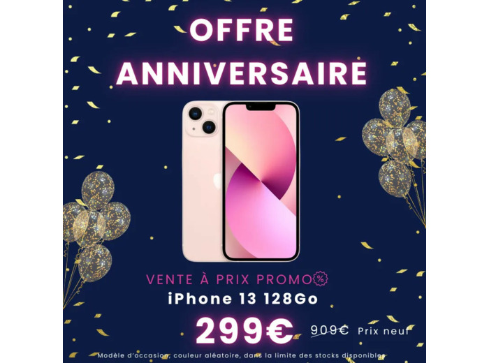OFFRE 10 ANS - iPhone 13 128Go d'occasion à seulement 299€