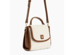 Mini sac à main ivoire et camel en faux shearling - Victoria - Vanessa Wu