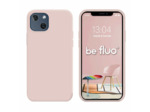 Coque Silicone Moxie BeFluo Fine et Légère pour iPhone 14, Intérieur Microfibre - Rose des sables