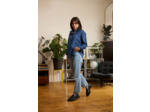 Chemise en lin bleu femme