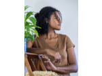 T shirt en lin bio col V femme - bronze