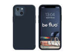 Coque Silicone Moxie BeFluo Fine et Légère pour iPhone 14, Intérieur Microfibre - Bleu foncé