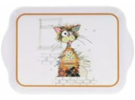 KIUB Mini Plateau avec des animaux - motif Chat marron Ziggy - mélamine de qualité - Taille Mini 14 * 21 CM