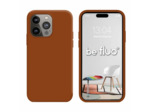 Coque Silicone Moxie BeFluo Fine et Légère pour iPhone 14 Pro, Intérieur Microfibre - Havane