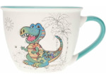 KIUB Bol timbale avec une anse - Motif dinosaure gentil- matière porcelaine fine - contenance 550ML