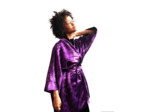 KIMONO EN SOIE VIOLET LONG POUR FEMME