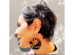 Boucles d'oreilles tissu sur support bois