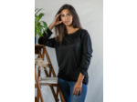 T shirt manches longues en lin bio femme - noir