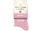 Chaussettes duo à paillettes Bisou amour