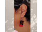 Boucles d'oreilles tissu sur support bois