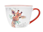 KIUB Bol timbale avec une anse - Motif girafe qui mange tranquillement - matière porcelaine - contenance 550ML